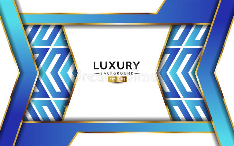 Luxurious premium blue abstract background with golden lines. Overlap textured layer design vector illustration