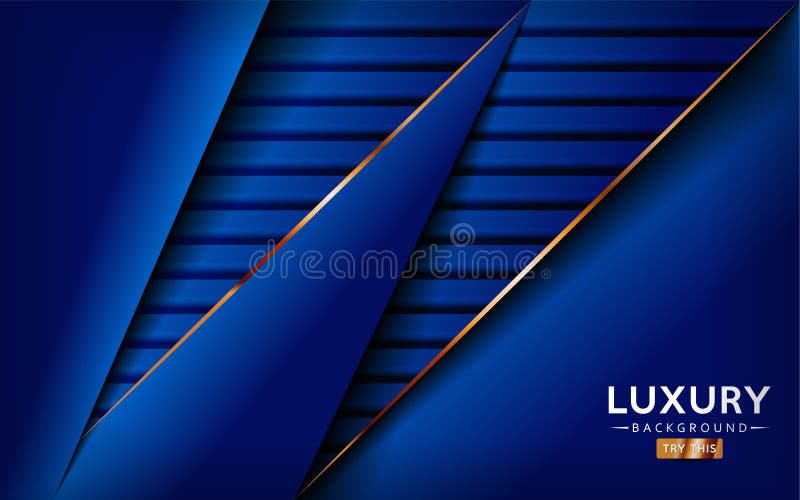 Luxurious premium blue abstract background with golden lines. Overlap textured layer design stock illustration
