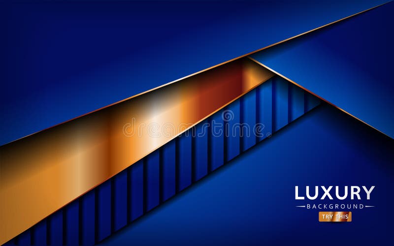 Luxurious premium blue abstract background with golden lines. Overlap textured layer design stock illustration