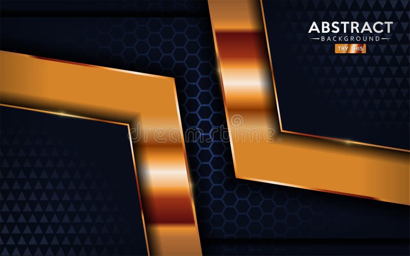 Luxurious premium dark navy abstract background with golden lines. Overlap textured layer design royalty free illustration