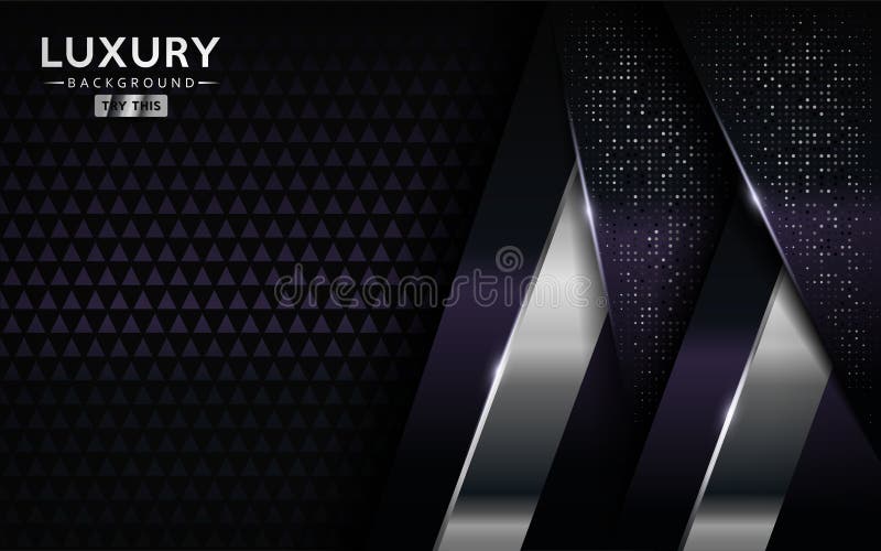 Luxurious premium dark purple abstract background with silver lines. Overlap textured layer design stock illustration