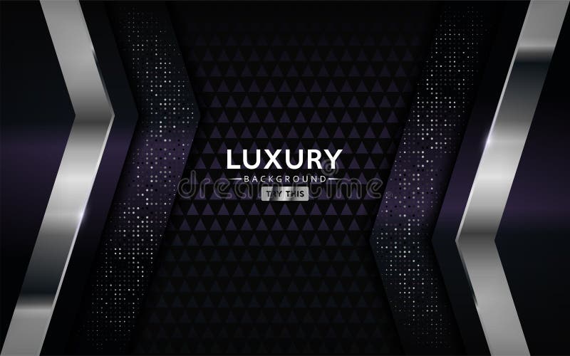 Luxurious premium dark purple abstract background with silver lines. Overlap textured layer design stock illustration