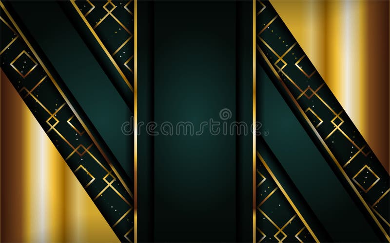 Luxurious premium navy green abstract background with golden lines vector illustration