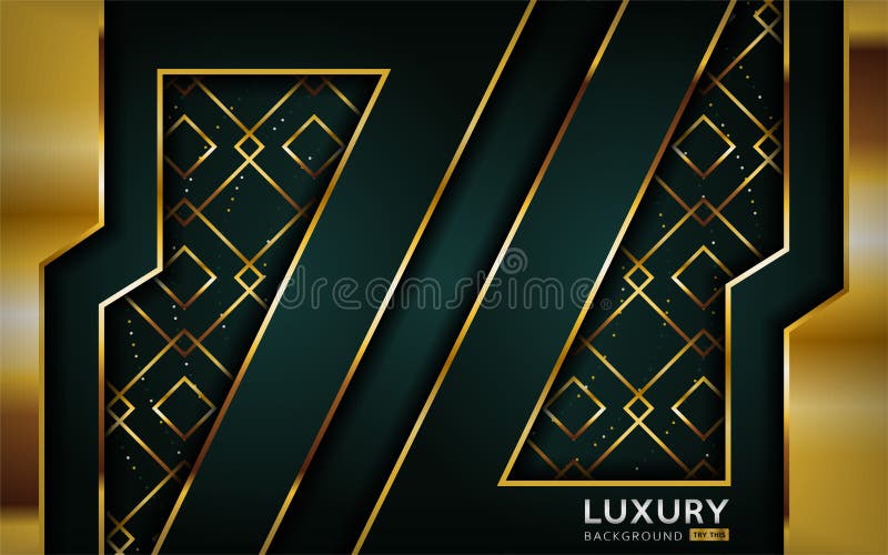 Luxurious premium navy green abstract background with golden lines royalty free illustration