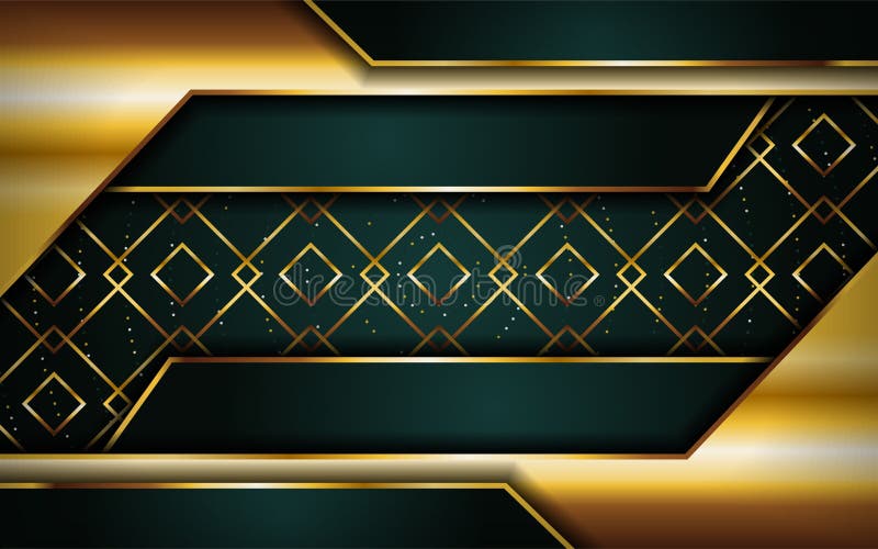 Luxurious premium navy green abstract background with golden lines vector illustration