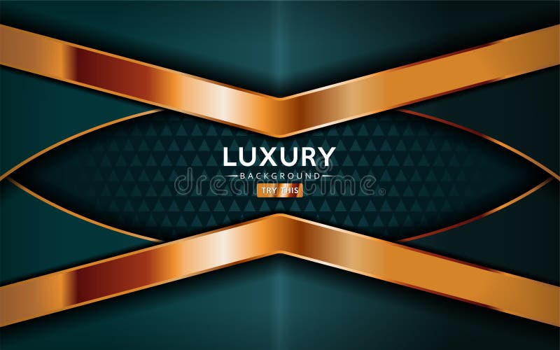 Luxurious premium navy tale green abstract background with golden lines. Overlap textured layer design vector illustration
