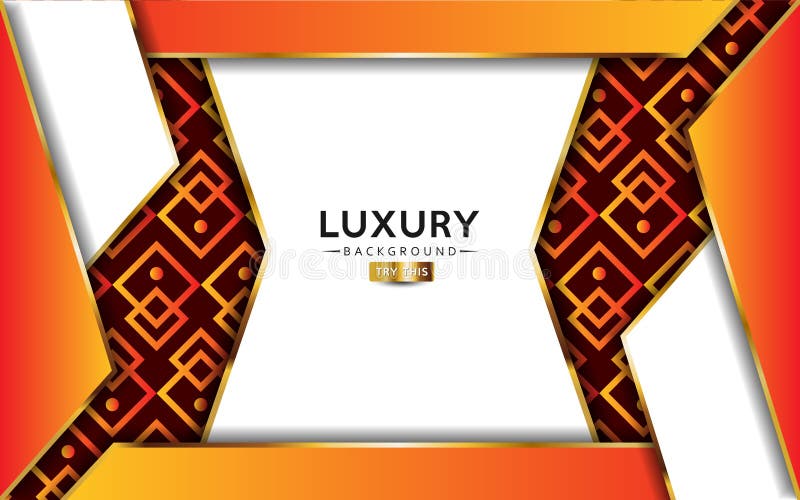 Luxurious premium orange abstract background with golden lines. Overlap textured layer design vector illustration