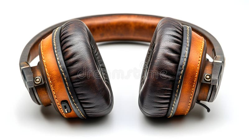 Luxurious premium over-ear headphones in a stylish design for music listening,audio production,and studio use. Featuring wireless royalty free illustration