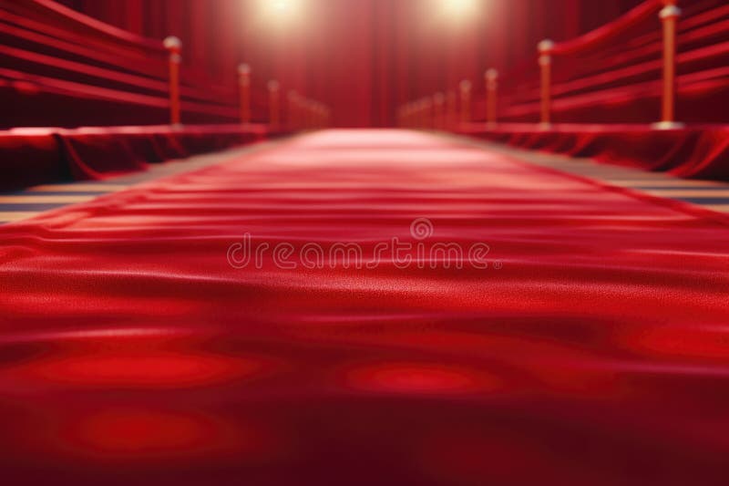 A luxurious red carpet with ropes and lights, perfect for VIP events royalty free stock photos