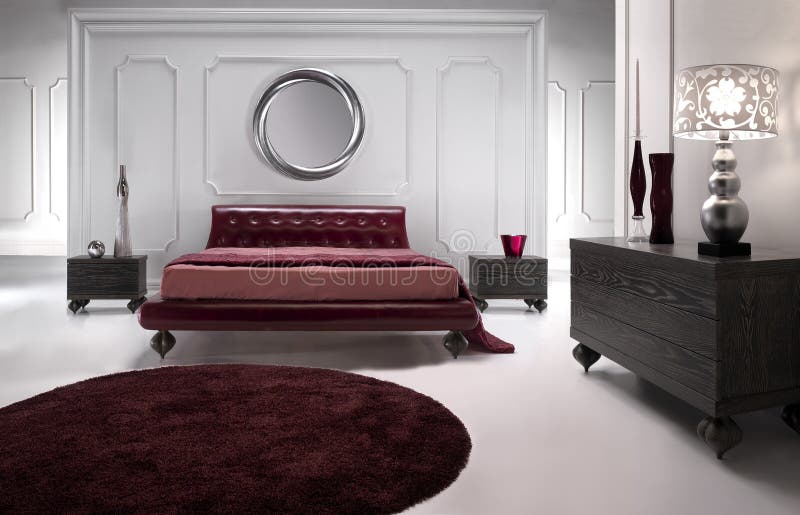 Luxurious Red Leather Bedroom Stock Image Image of bright, couch 6994803