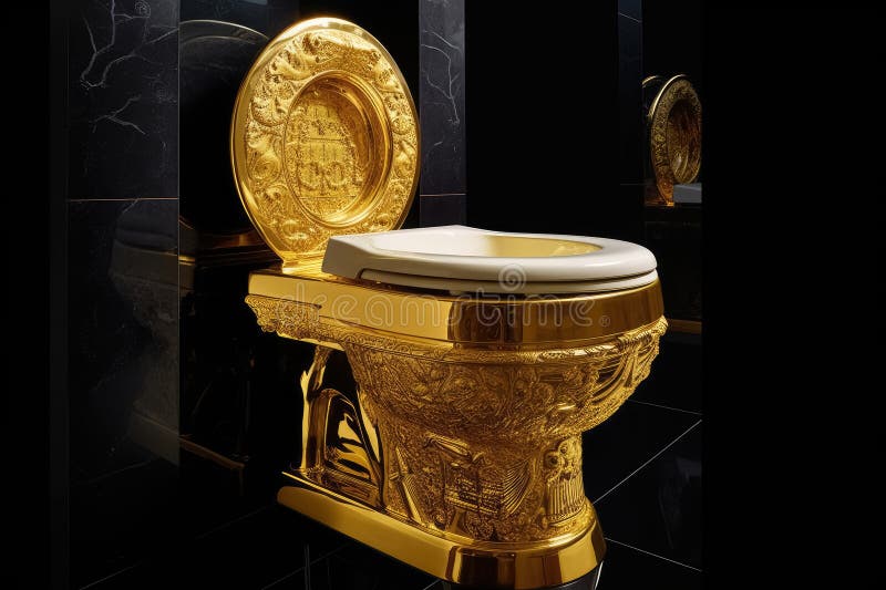 A luxurious toilet made of pure gold created with generative AI