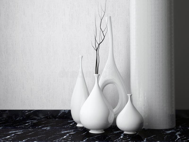 Luxurious vases and column.