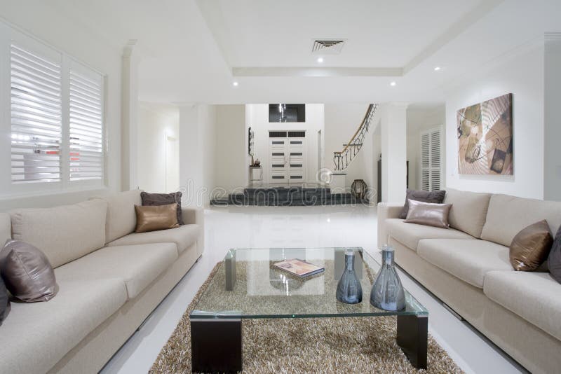 Luxurious White New Living Room Stock Photo Image of design