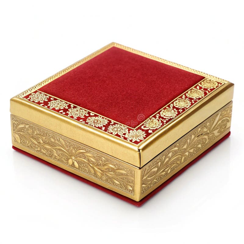 Luxuriöse goldene und rote Geschenkbox isoliert auf weiß vektor abbildung