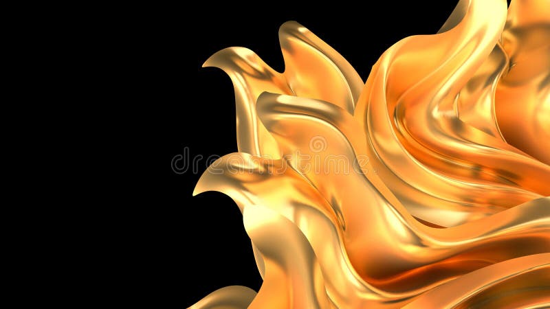 Luxuriöser goldener Hintergrund Reproduktion der Abbildung 3d des Satindrapierung 3d. Luxuriöser goldener Hintergrund mit dem Satindrapierung 3d, das Beispiel 3d überträgt.