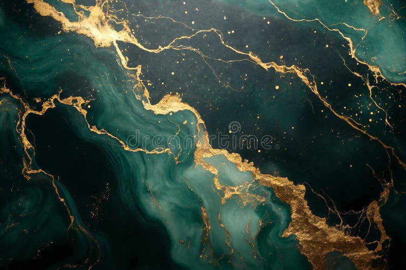 Luxuriöses Gold und smaragdgrüne Marmortextur mit eleganten abstrakten Mustern vektor abbildung
