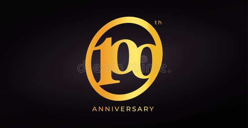 Luxuriöses 100-jähriges Logo Design mit goldener Zahl in elegantem modernem Stil auf dunklem Hintergrund für Feiern lizenzfreie abbildung