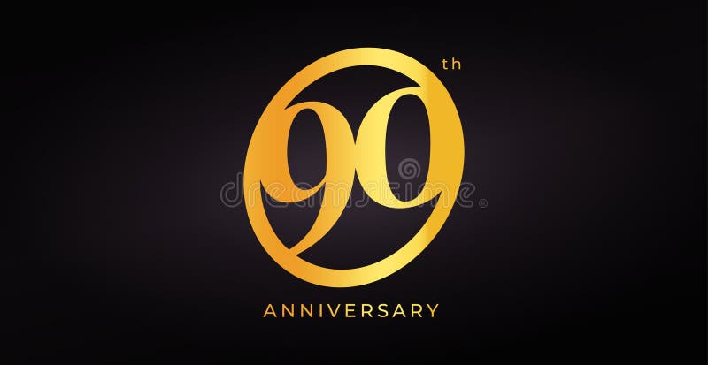 Luxuriöses 90jähriges Logo Design mit goldener Zahl in elegantem modernem Stil auf dunklem Hintergrund für Feiern lizenzfreie abbildung