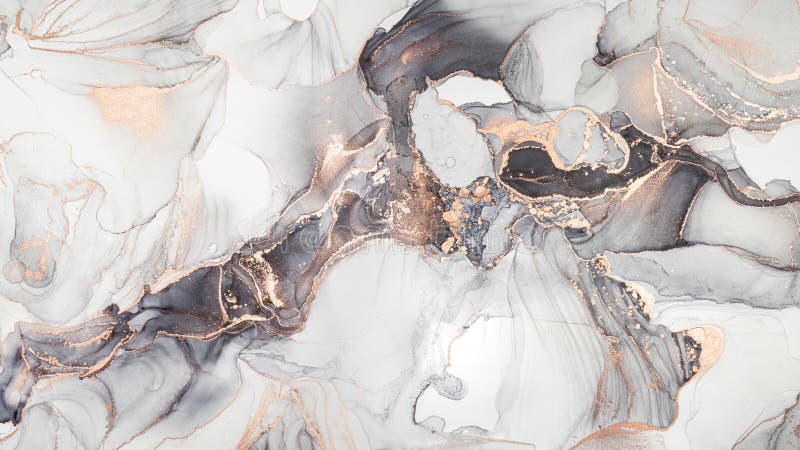 Luxury abstract fluid art painting in alcohol ink technique, mixture of black, gray and gold paints. Imitation of marble stone cut royalty free stock photos