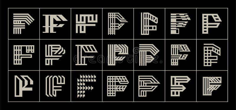 Luxury abstract initial letter F logo bundle vector illustration