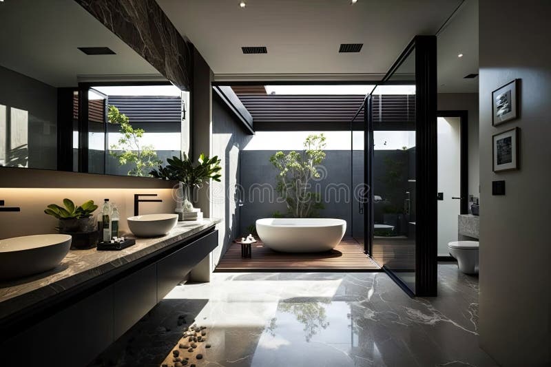 Luxury Australian Home with a Cutting Edge Bathroom Stock Illustration