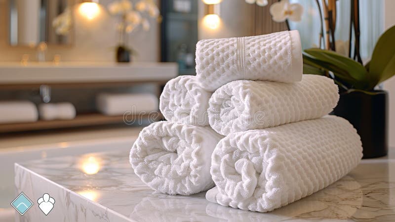 Luxury Bath Towels in a Modern Bathroom Stock Illustration ...