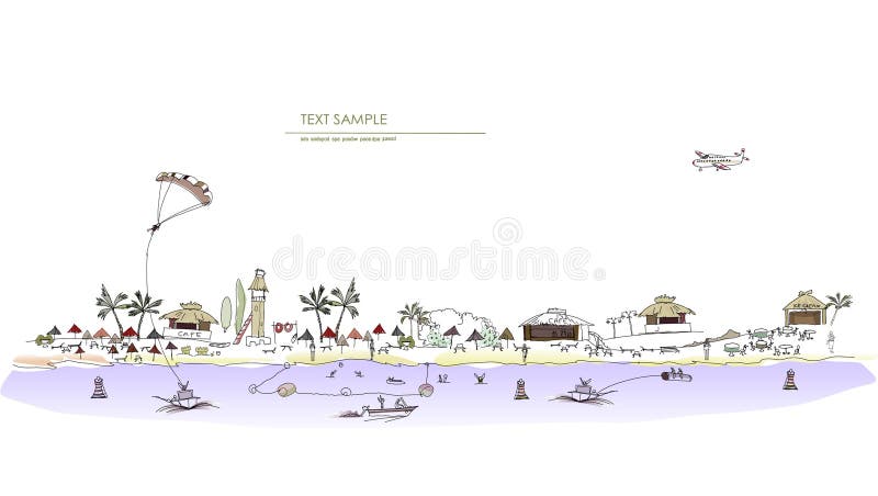 Luxury beach illustration City line collection. Luxury beach illustration City line collection