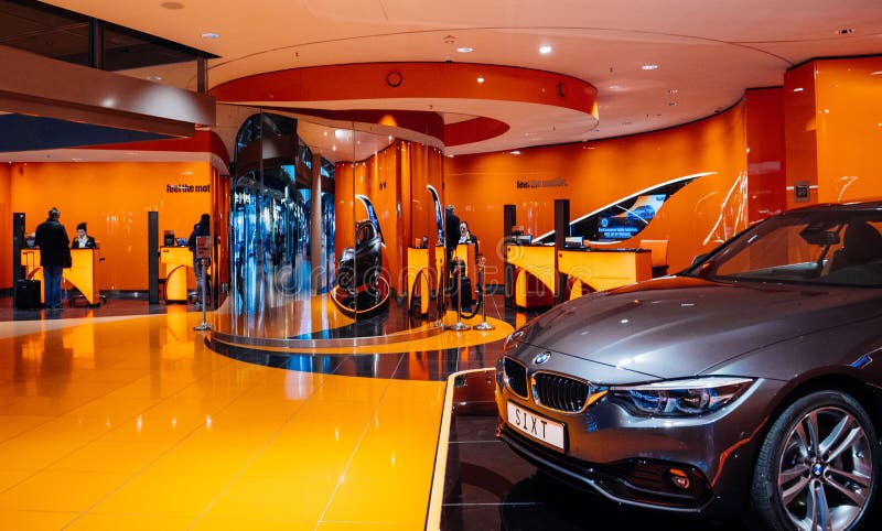 Luxury BMW Expo at Hamburg Airport Orange Interior Stock Image - Image of limousine: 137380014