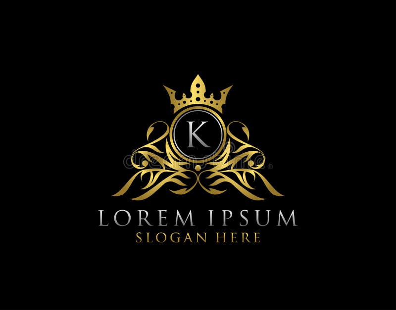 Luxury Boutique K Letter Logo.Classy Gold Floral Badge Design for ...