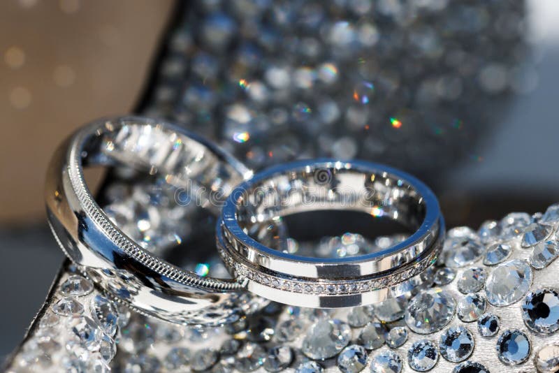 Luxury Bridal Wedding Rings for Bride and Groom. Preparing for a