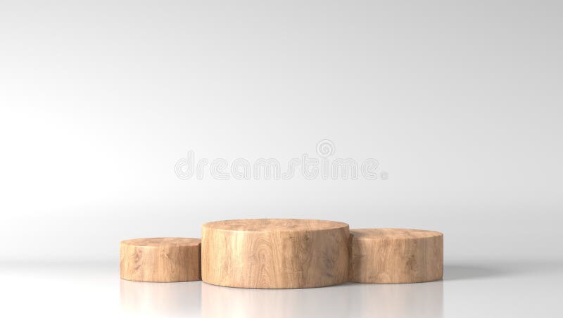 Luxury brown fine wood box, block, circle cylinder podium cube royalty free illustration
