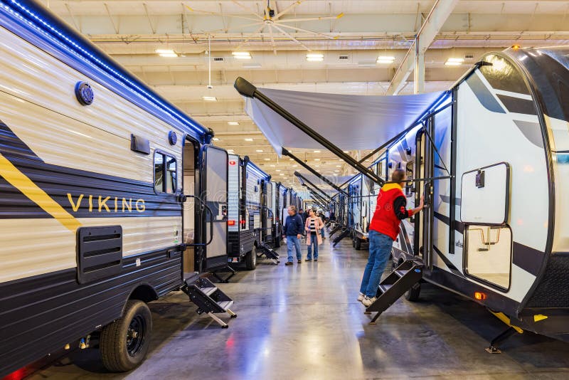 Luxury Camper Display in the Boat and RV Show Editorial Stock Image