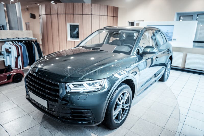 Luxury Black Car for Sale in Nice Modern Spacious Man Showroom Stock