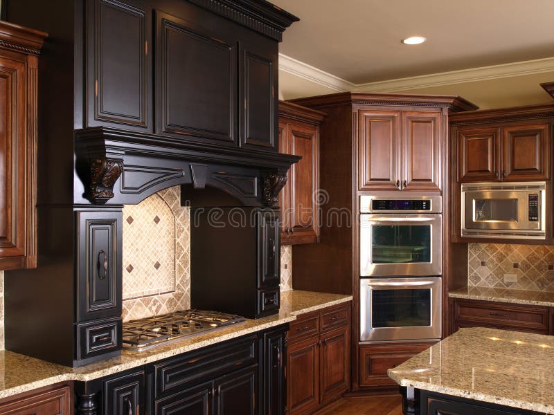 Luxury Center Island Kitchen Burners & Oven Stock Image Image of