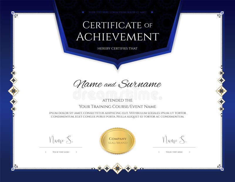 Luxury certificate template with elegant border frame, Diploma d stock illustration