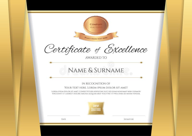 Luxury Certificate Template With Elegant Golden Border Frame Di Stock