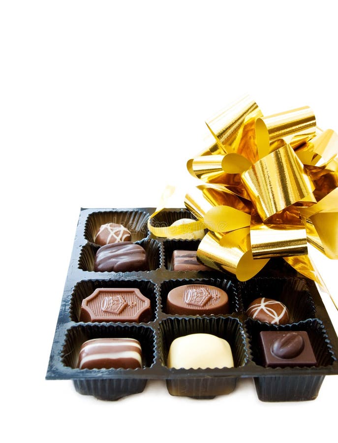 Luxury chocolates and festive golden ribbons