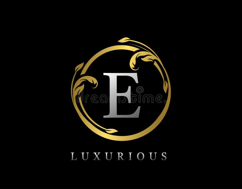 Golden Letter V Luxury Logo Icon, Vintage Gold E Letter Logo