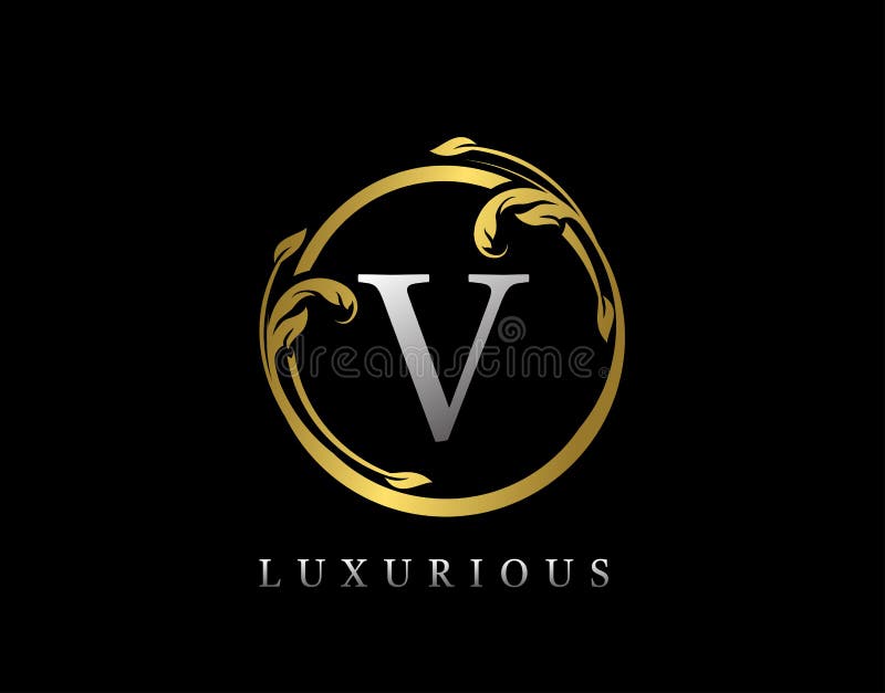 Luxury Circle Letter V Floral Design Vintage Gold V Swirl Logo Icon Stock Vector Illustration Of Heraldic Classic