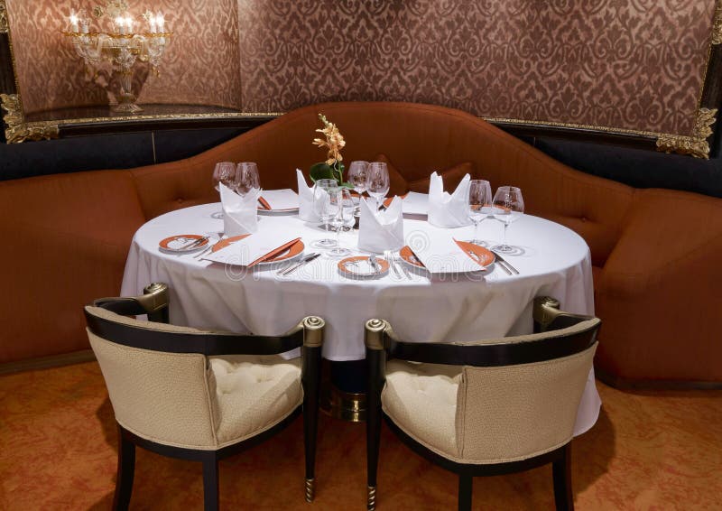 Luxury classic restaurant with beautiful table setting stock images Luxury classic restaurant with beautiful table setting stock images