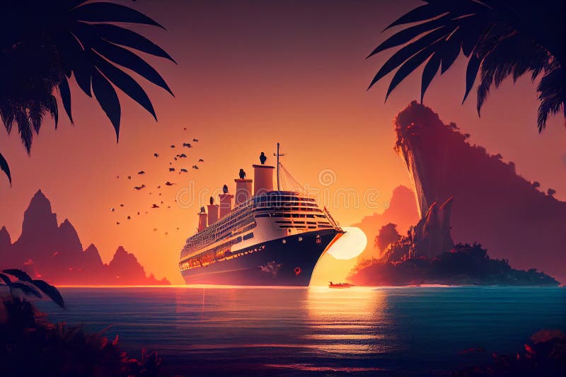 Luxury Cruise Ship Off The Caribbean Islands AI Generated Stock luxury-cruise-ship-off-the-caribbean-islands-ai-generated-stock