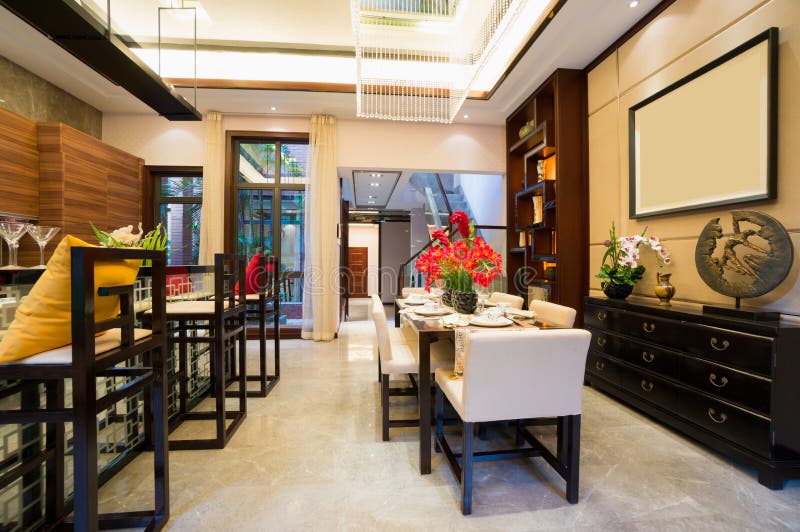 Luxury dining room stock images