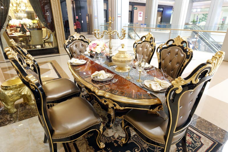Luxury dining table in home decoration shop royalty free stock photography Luxury dining table in home decoration shop royalty free stock photography