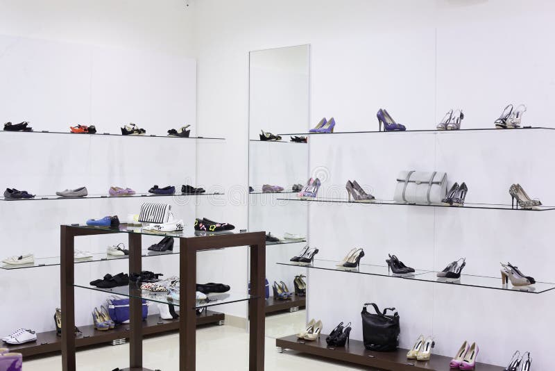 Luxury European Shoes Store Stock Image 