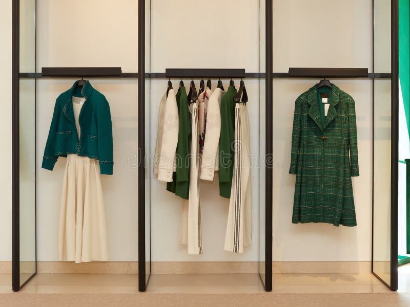 Luxury and Fashionable European Different Clothes Shop Stock Photo