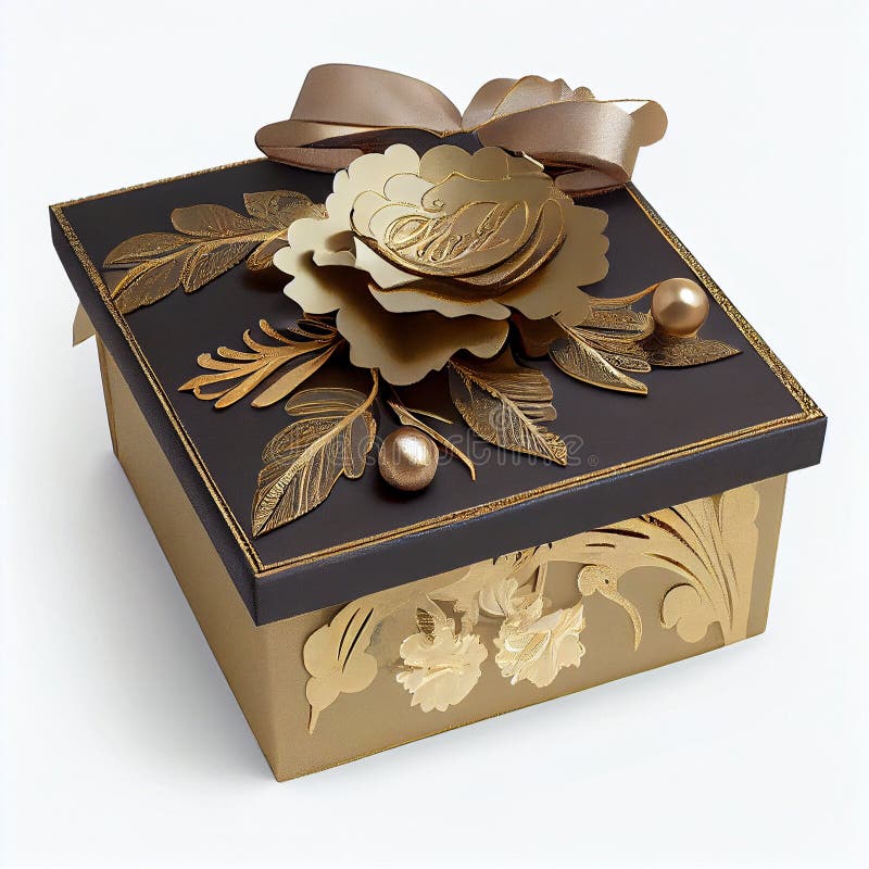 Luxury Gift Box with ornaments stock illustration