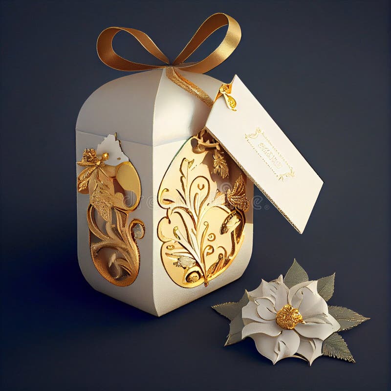 Luxury Gift Box with ornaments stock illustration