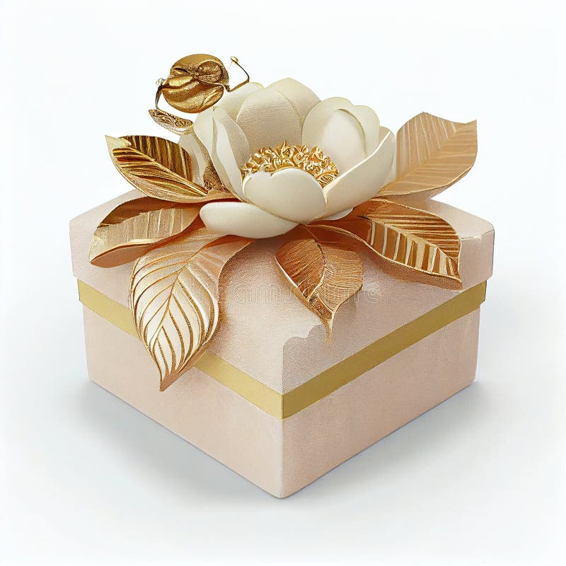 Luxury Gift Box with ornaments stock illustration