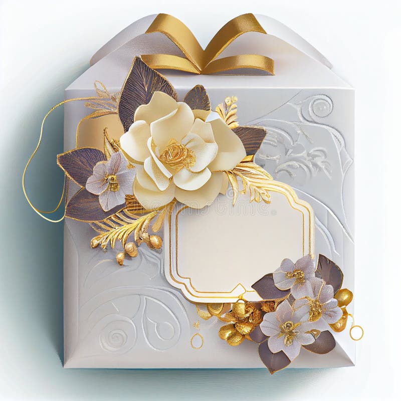 Luxury Gift Box with ornaments stock illustration