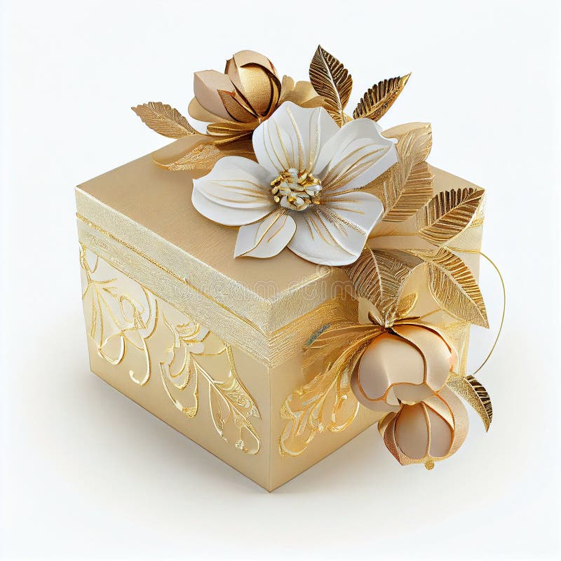 Luxury Gift Box with ornaments stock illustration